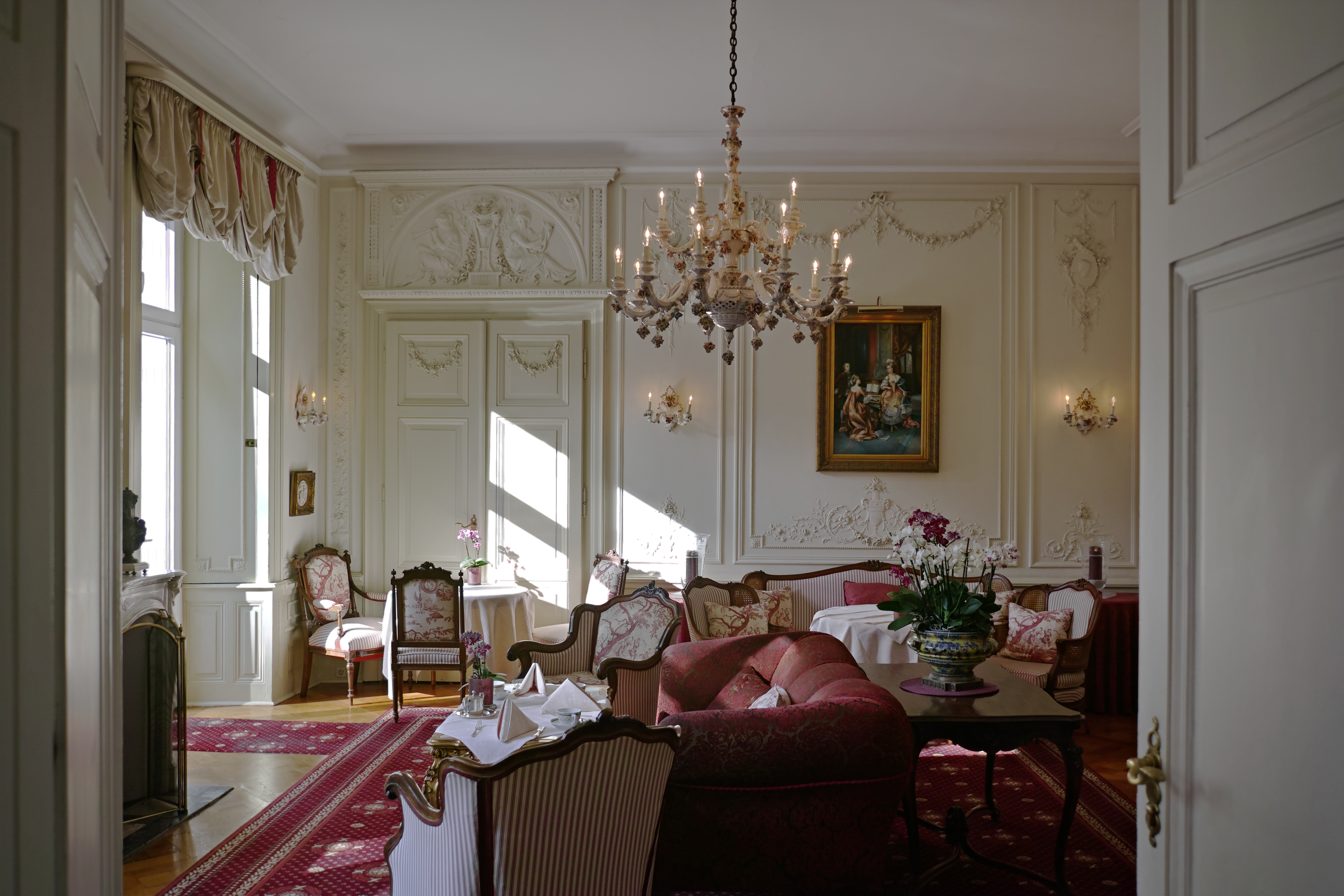 Kaminzimmer des Hotels Belle Epoque in Baden-Baden